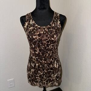 No Boundaries Brown/Tan Floral Pattern Sheer Tank Top Y2K Mesh Women's Size M